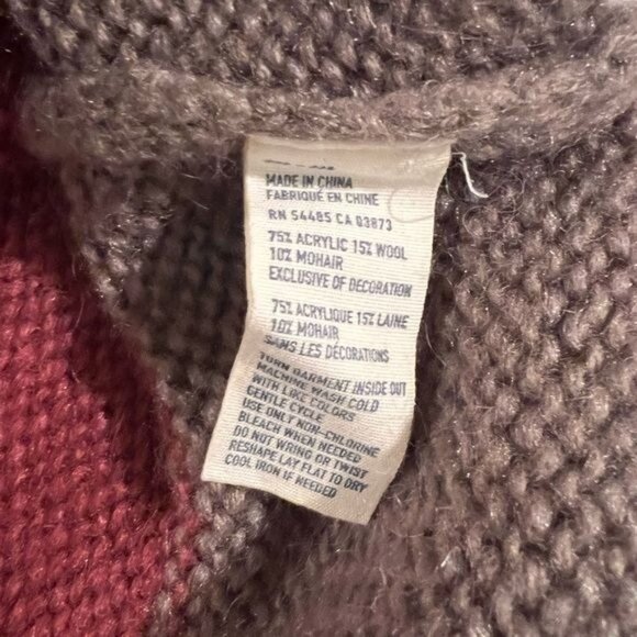 American Eagle Sweater M Womens Grey Pink Striped Wool Mohair Blend Size Medium - Picture 9 of 10